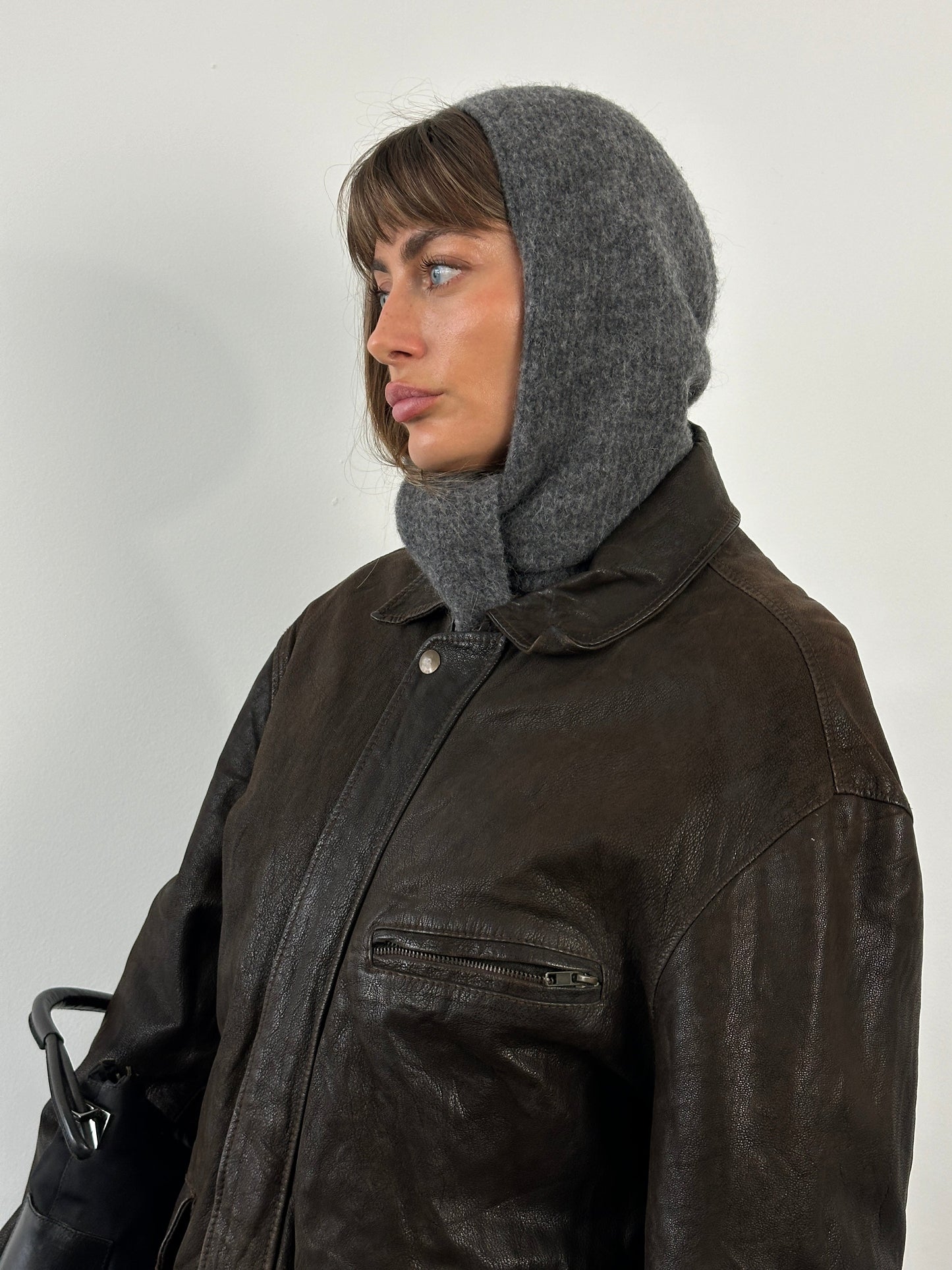 Vintage 1980s Concealed Placket Leather Jacket - L/XL