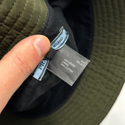 Prada Linea Rossa Technical Nylon Bucket Hat - M | O/S, Olive Green
