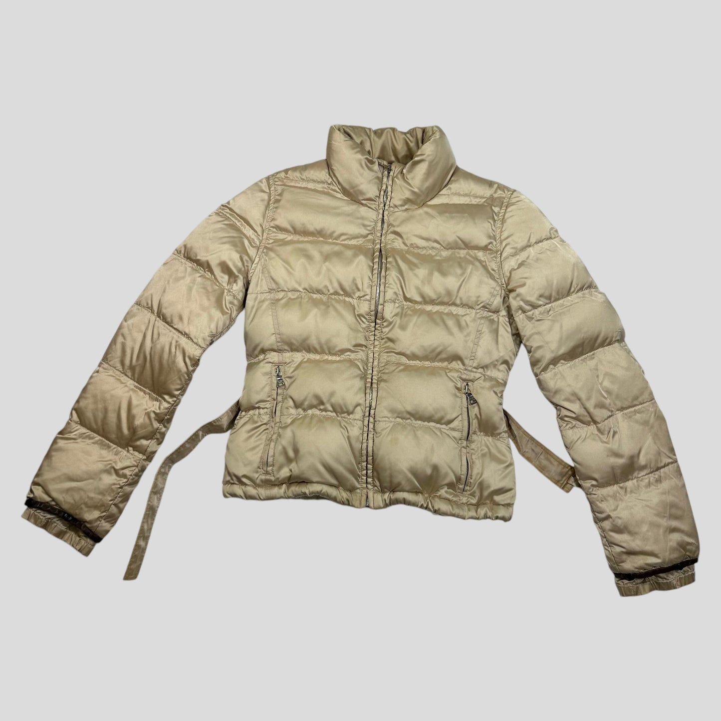 Prada Sport 2007 Nylon Shimmer Belted Cropped Puffer Jacket - IT42