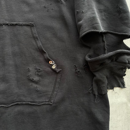 DIESEL DISTRESSED HOODIE | O/S, Black