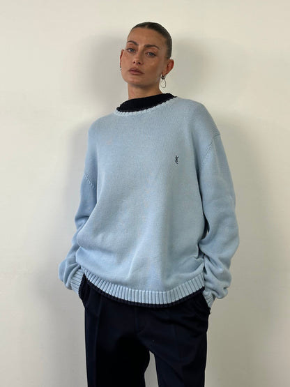 Yves Saint Laurent Pour Homme Pure Cotton Knitted Logo Jumper - XL/XXL
