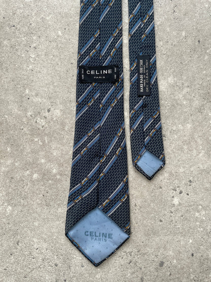 Celine Paris 1990s Pure Silk Print Tie