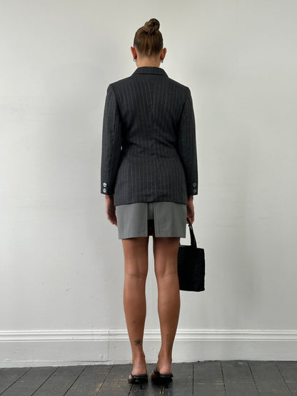 Italian Vintage Double Layered Front Split Mini Skirt - W24