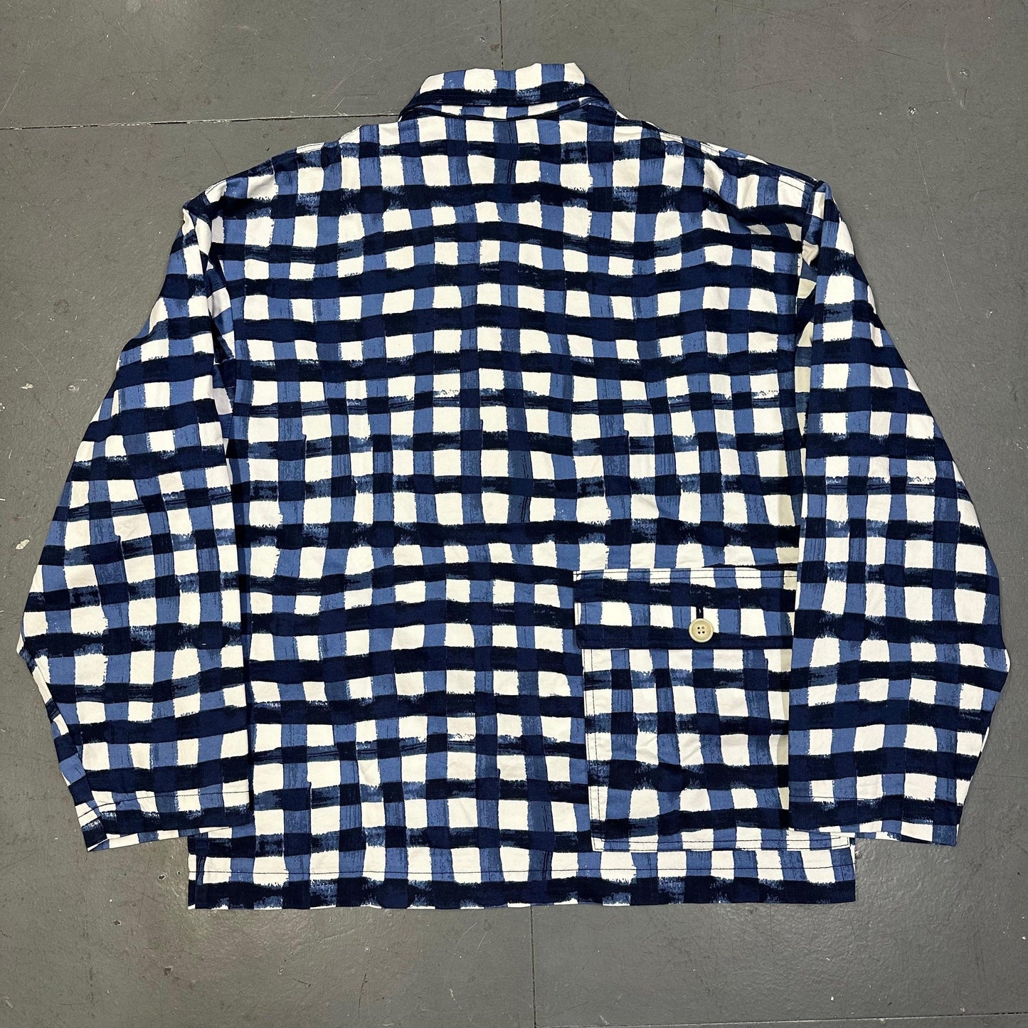 Uniqlo X Marni Collared Check Jacket In Blue & White ( L )