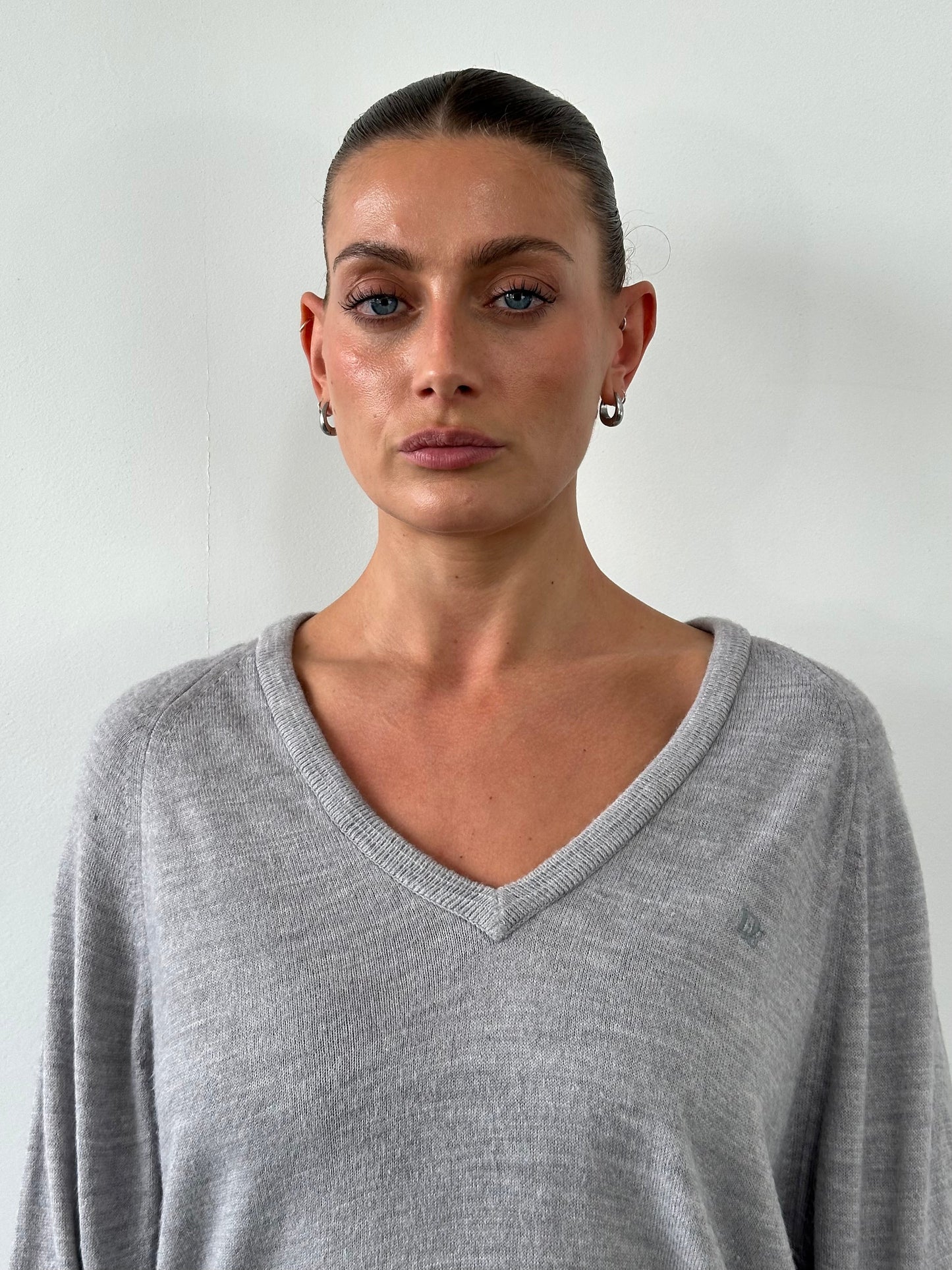 Christian Dior 1980s V Neck Logo Knitted Jumper - L/XL