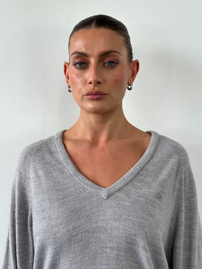 Christian Dior 1980s V Neck Logo Knitted Jumper - L/XL