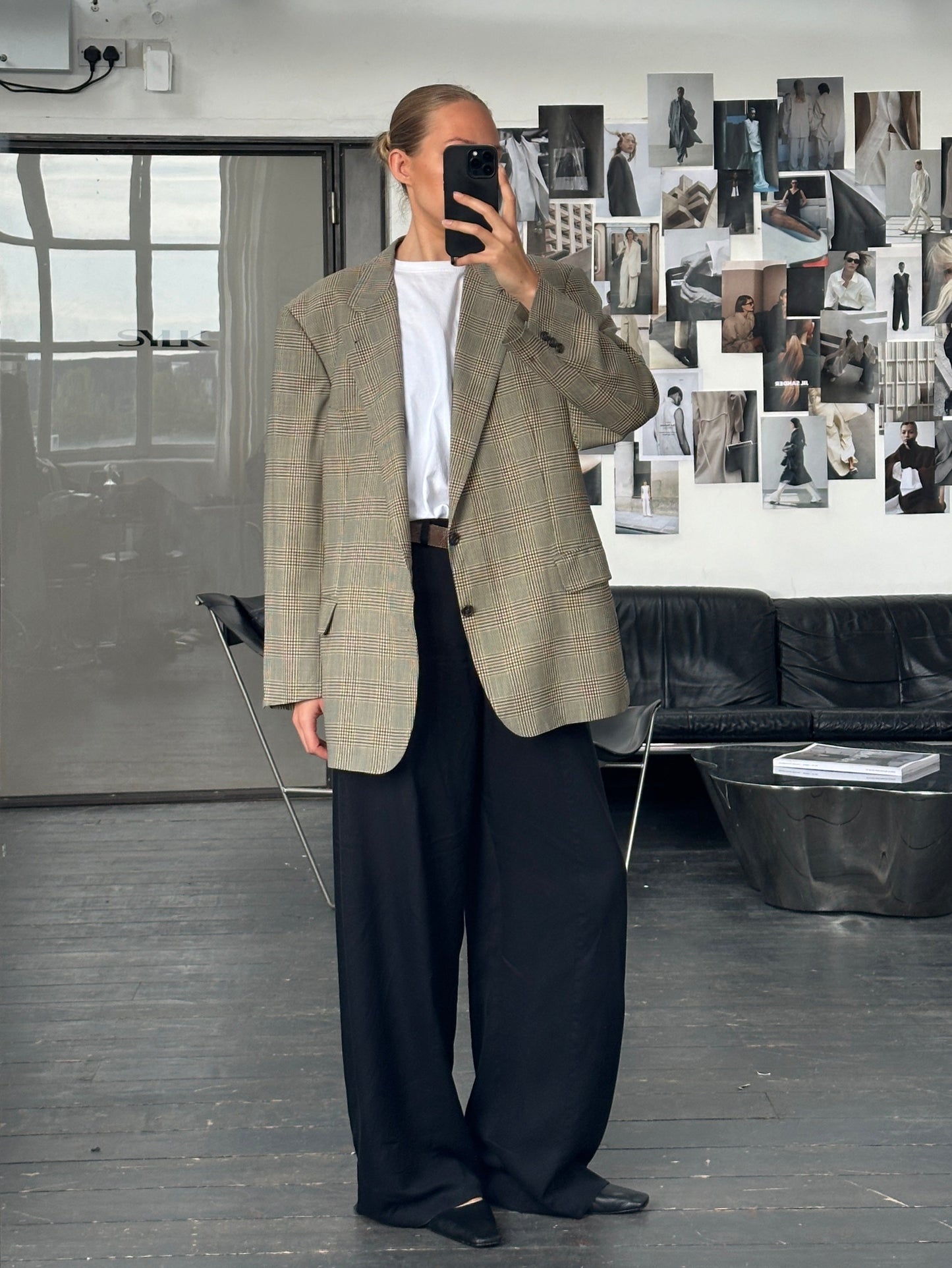 Burberry 1980s Pure Wool Single Breasted Check Blazer - 44R/XL