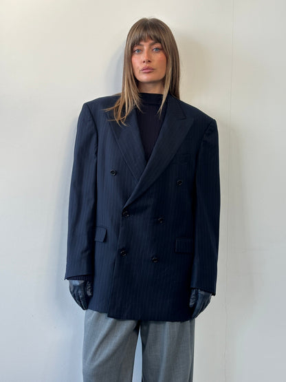 Daniel Cremieux x Loro Piana 1990s Pure Wool Stripe Double Breasted Blazer - 42R/XL