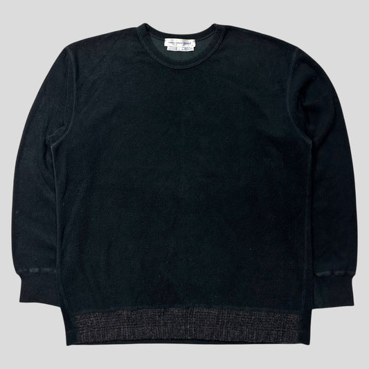 CDG SHIRT 1994 Wool Panel Towelled Fleece Sweatshirt - L/XL | Large, Black