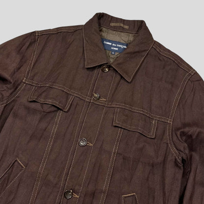 CDG Homme 2004 Crinkle Striped Work Jacket - L (M)