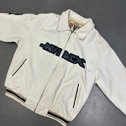 Avirex American Legend Leather Jacket In White ( XL )