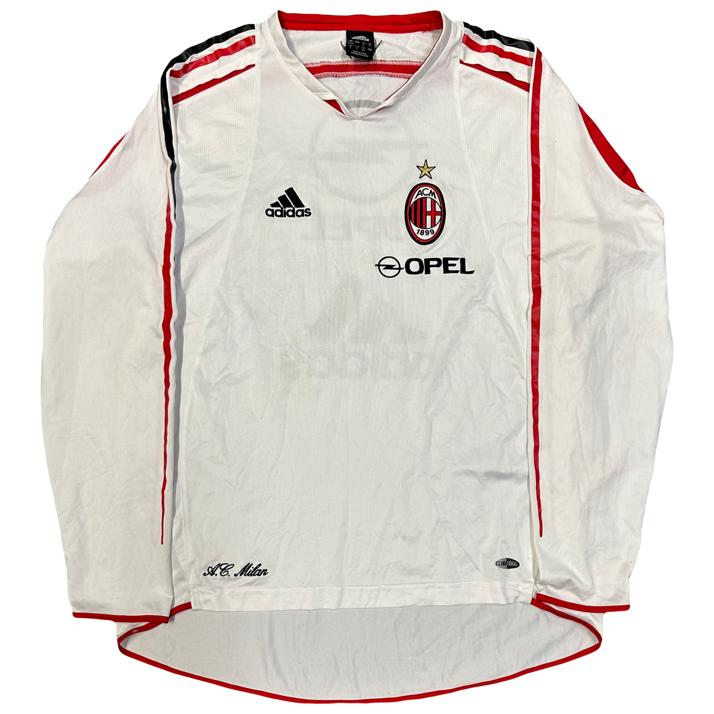 Adidas 2005/06 AC Milan Training Long sleeve Shirt In White & Red ( L )