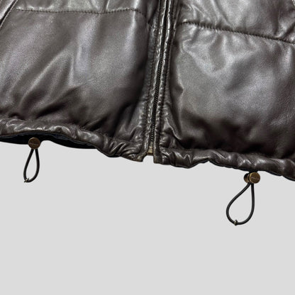 Prada Milano 2012 Leather Reversible Triangle Logo Nylon Puffer Jacket - L | Default Title, Multicoloured