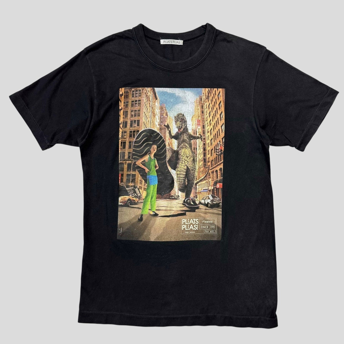 Issey Miyake Godzilla Pleats Please Poster Graphic T-shirt - XS/S | XS, Black