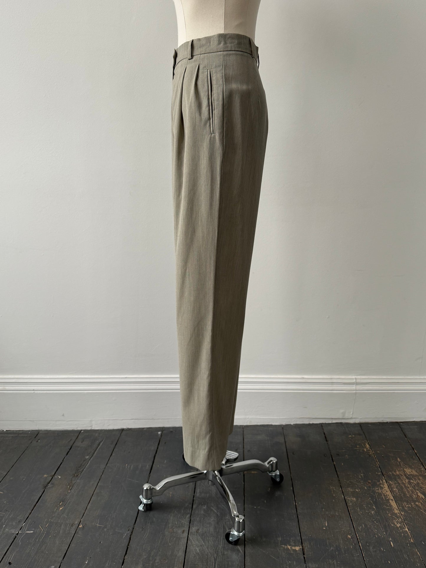 Max Mara 1990s Pure Wool High Waisted Straight Leg Trousers - W24
