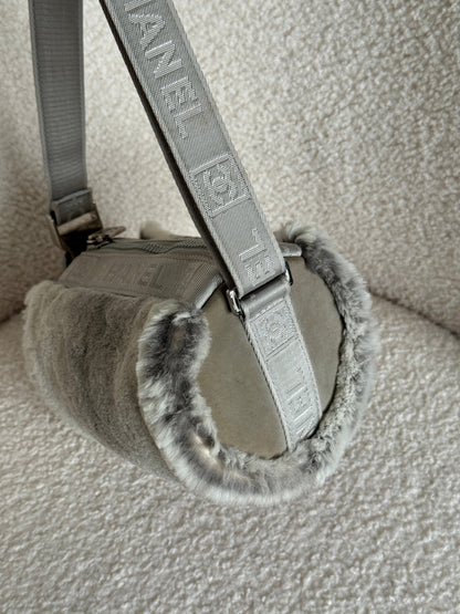 Vintage 2005/2006 Chanel Sport Lapin Fur Mini Duffle Shoulder Bag | O/S, Grey