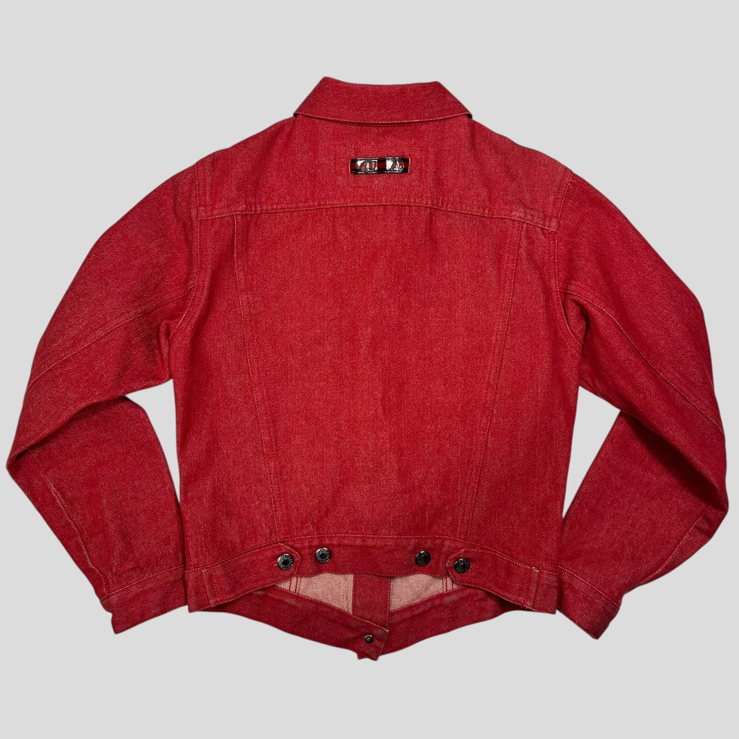 Gucci by Tom Ford 1999 Red Denim Cropped Front Drop Jacket - IT42 | Default Title, Red