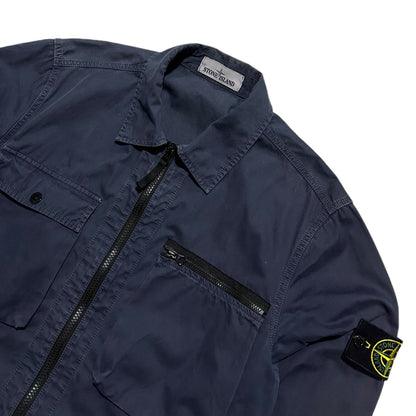 Stone Island Zip Up Double Pocket Canvas Overshirt