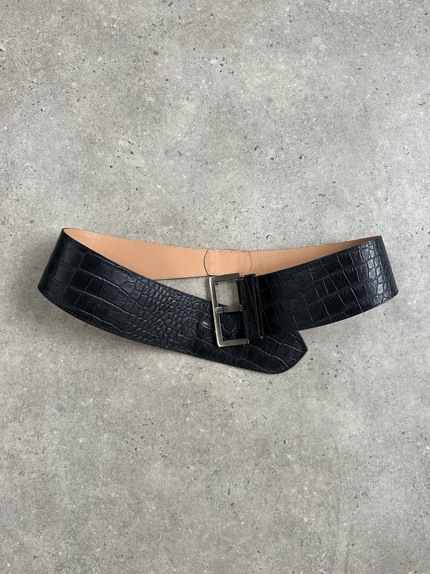 Vintage 1990s Square Buckle Leather Chunky Belt - W34-36