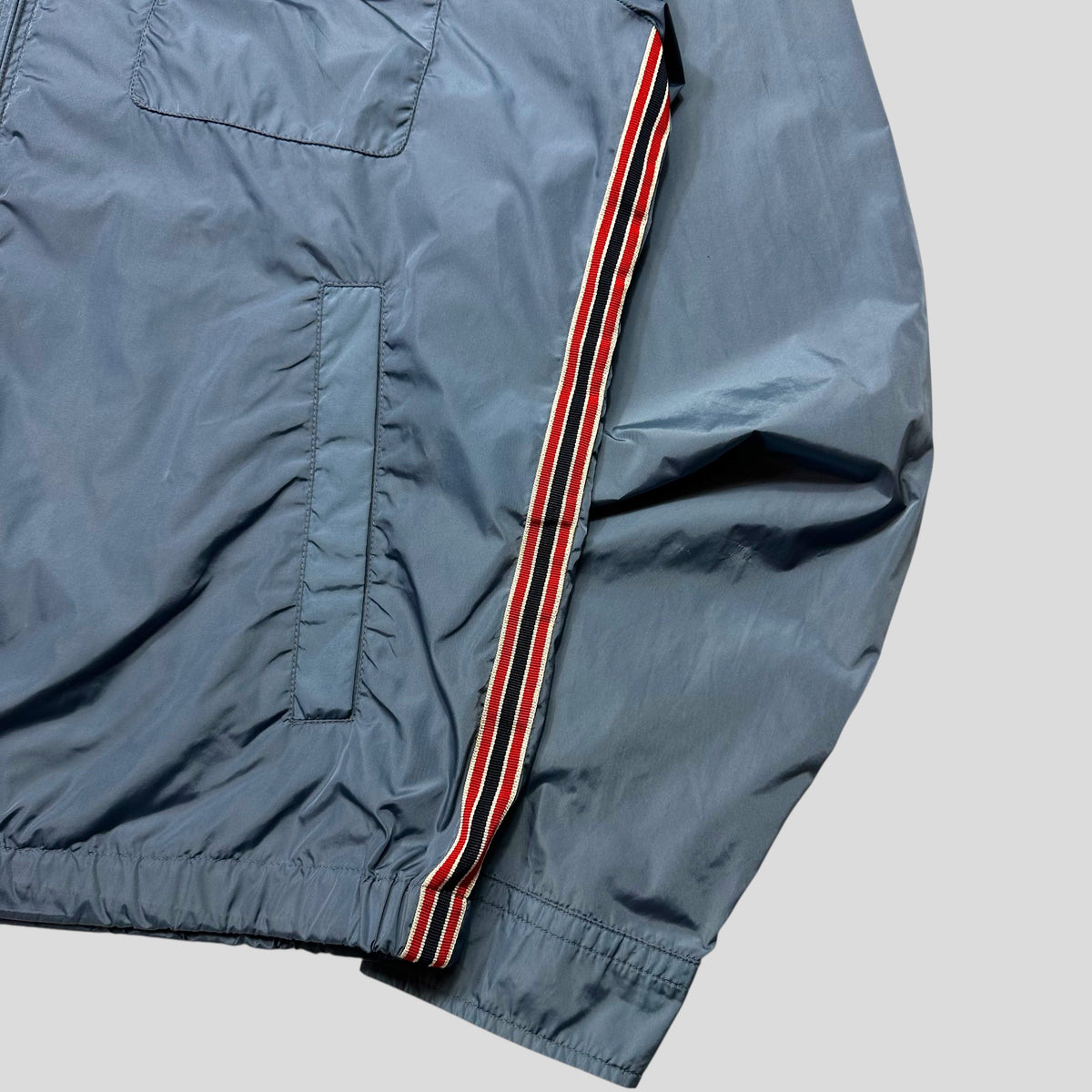 Gucci 2012 Baby Blue Stripe Seam Nylon Shimmer Jacket - IT52 (L)