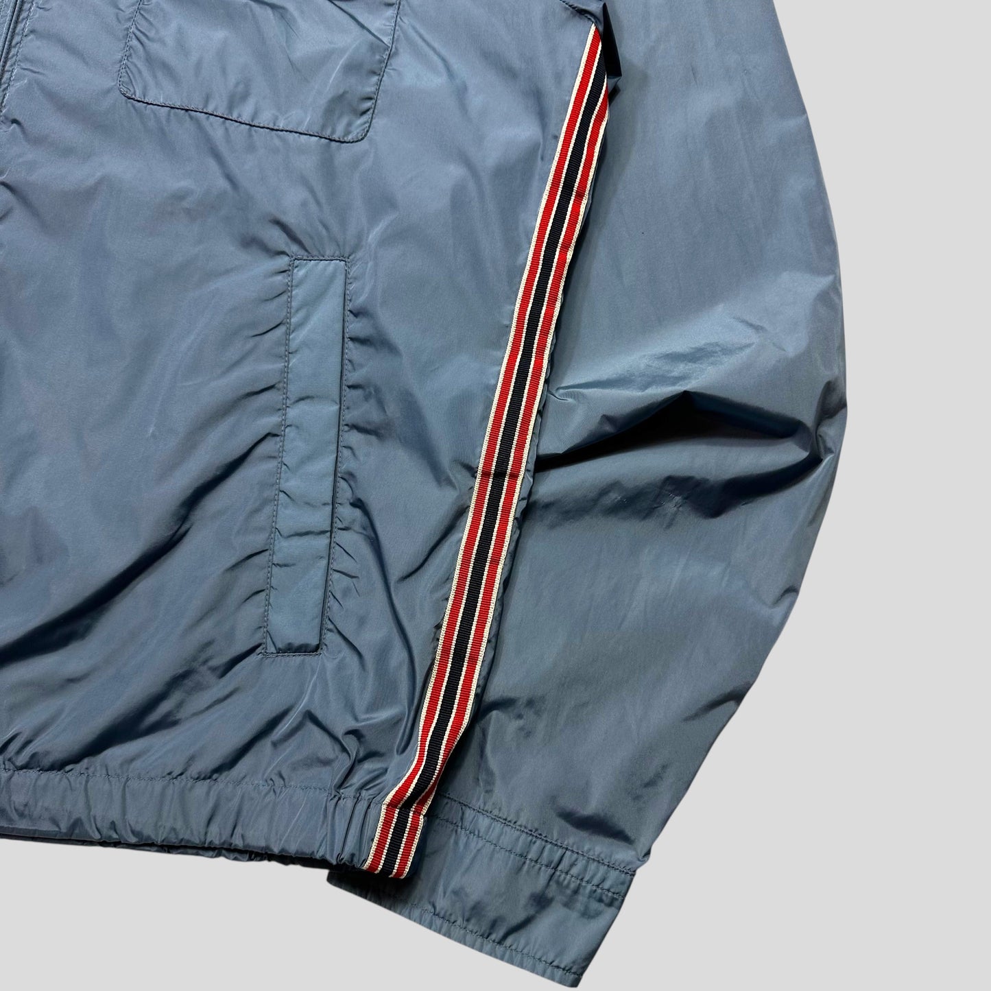 Gucci 2012 Baby Blue Stripe Seam Nylon Shimmer Jacket - IT52 (L) | Default Title, Blue