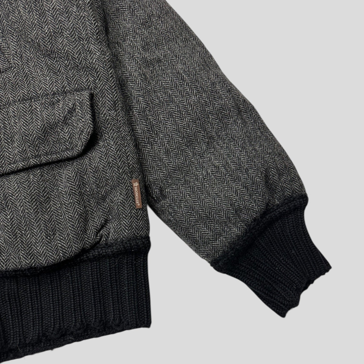 Moncler 00’s Herringbone Wool Down Detachable Fur Jacket - 3 (L) | Brown