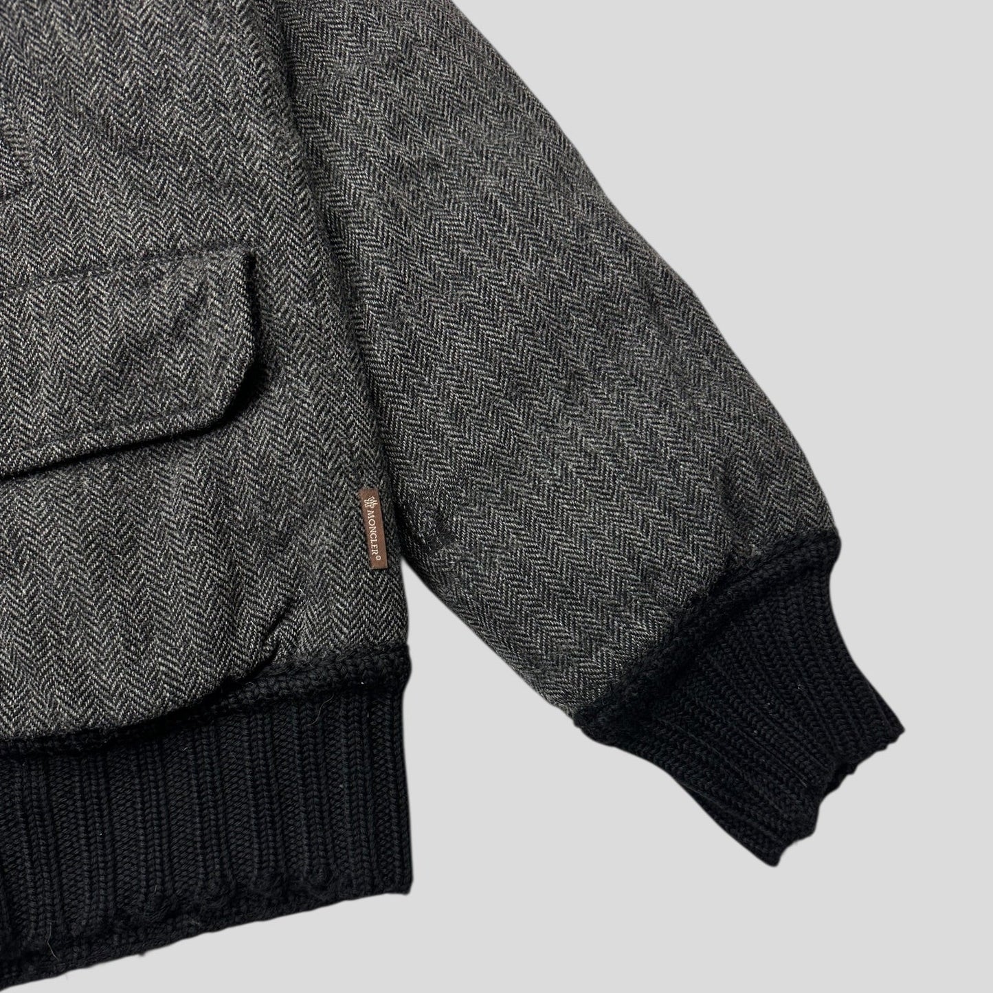 Moncler 00’s Herringbone Wool Down Detachable Fur Jacket - 3 (L) | Default Title, Brown