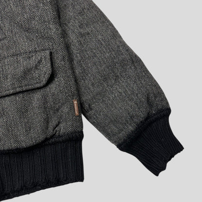 Moncler 00’s Herringbone Wool Down Detachable Fur Jacket - 3 (L) | Default Title, Brown