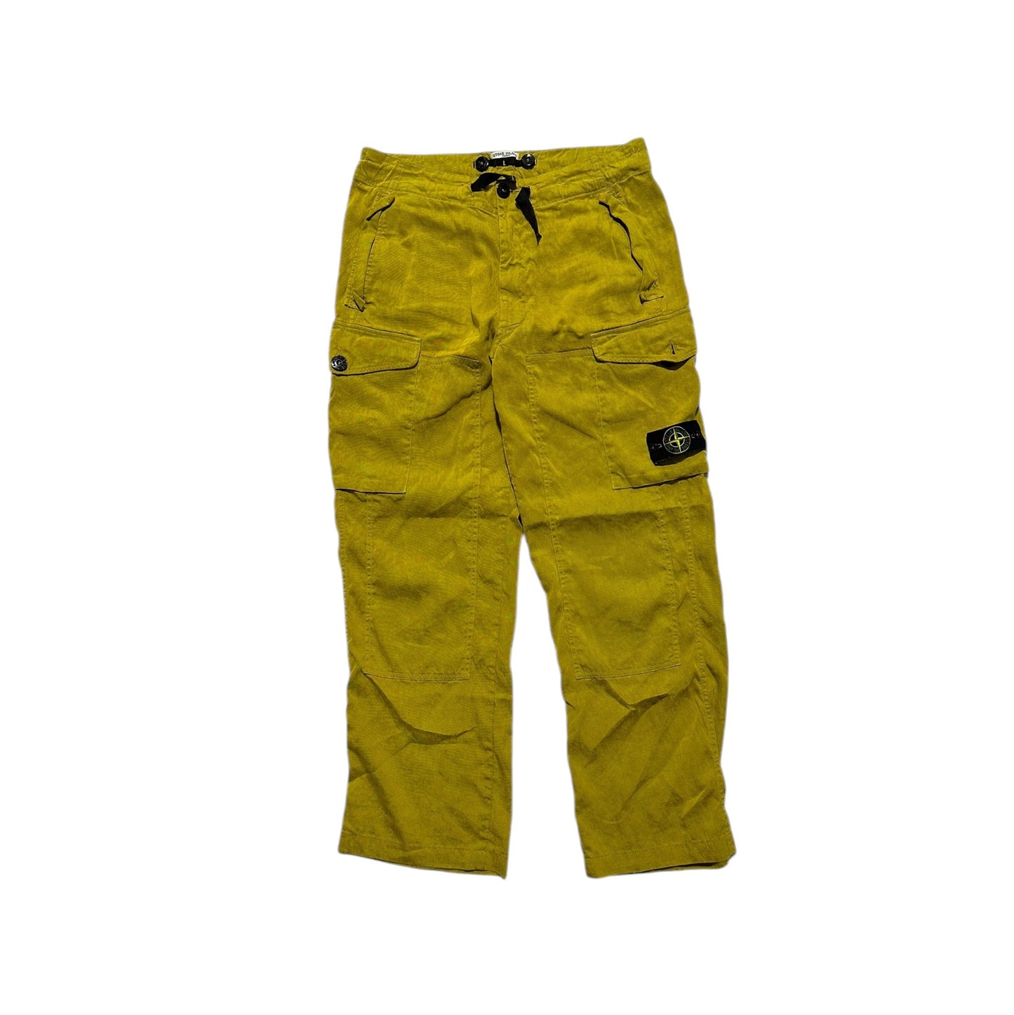 Stone Island Straight Leg Linen Cargo Trousers