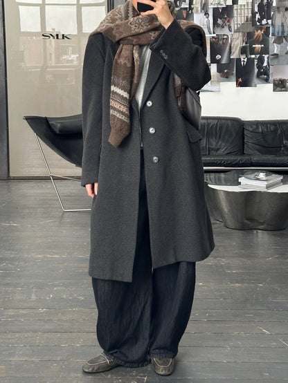 Vintage 1980s Pure Cashmere Concealed Placket Coat - XL