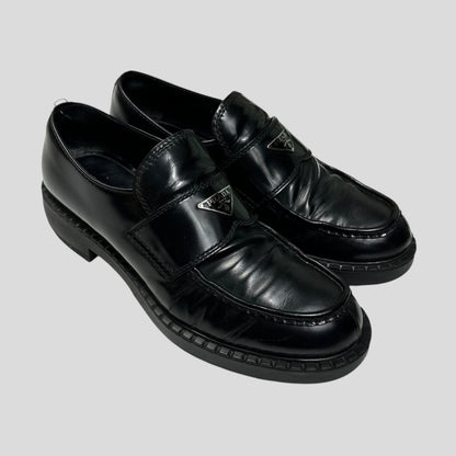 Prada Milano 2021 Black Brushed Leather Loafers - UK11/11.5