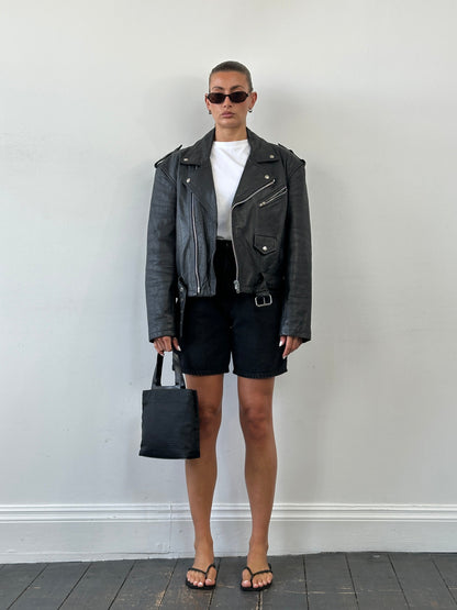 Vintage 1990s Leather Biker Jacket - L