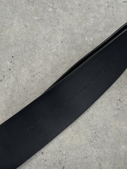 Emporio Armani 2000s Brown Leather EA Buckle Belt - W30–32
