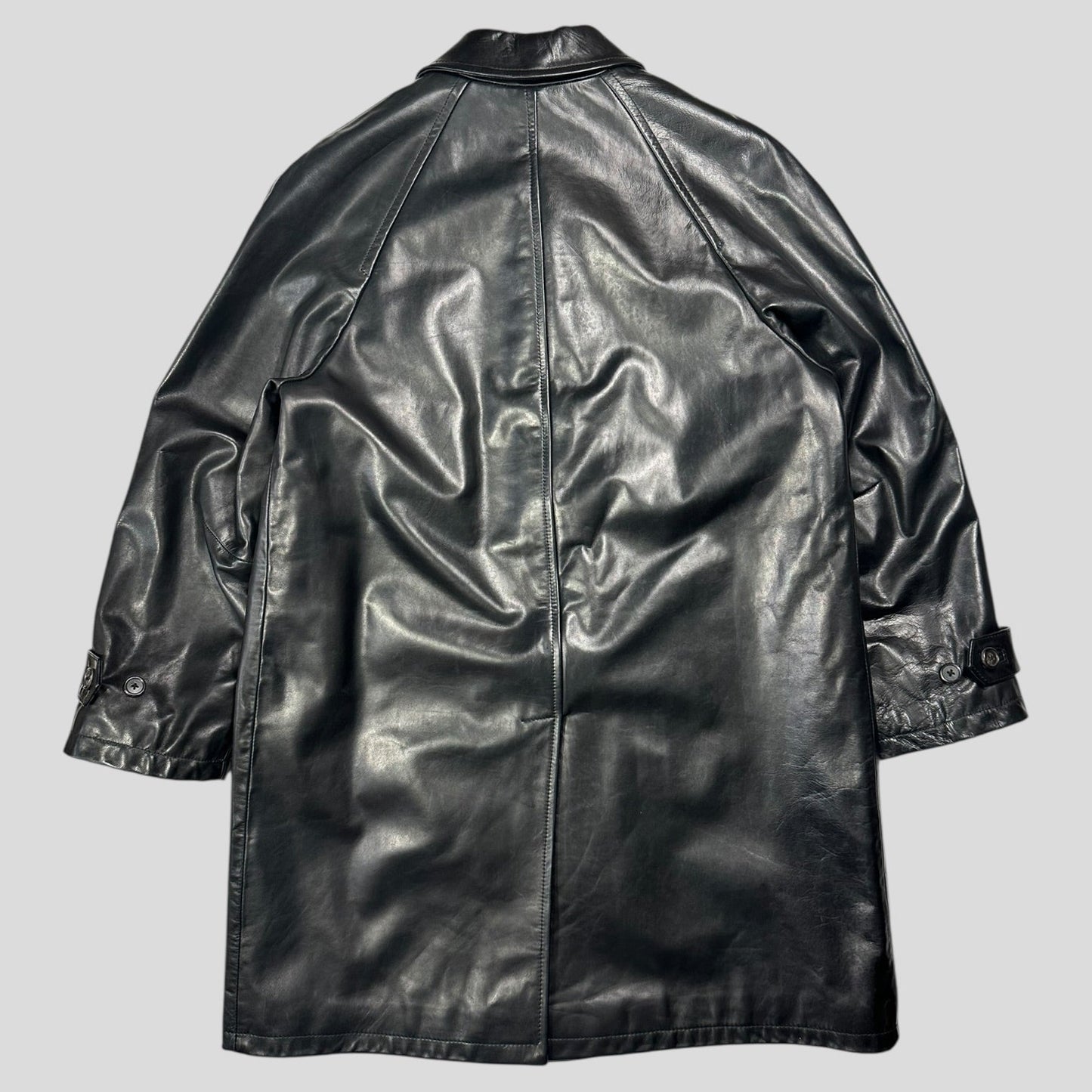 Prada Milano AW98 Wool Lined Gloss Leather Matrix Trench Coat - IT50 | Default Title, Black