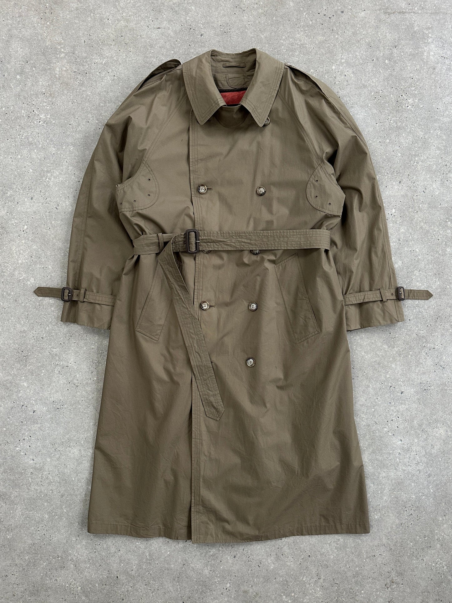 London Fog 1990s High Neck Double Breasted Belted Trench Coat - XL