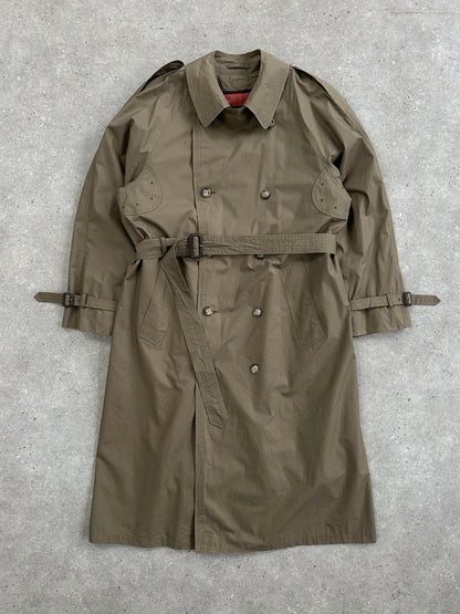 London Fog 1990s High Neck Double Breasted Belted Trench Coat - XL