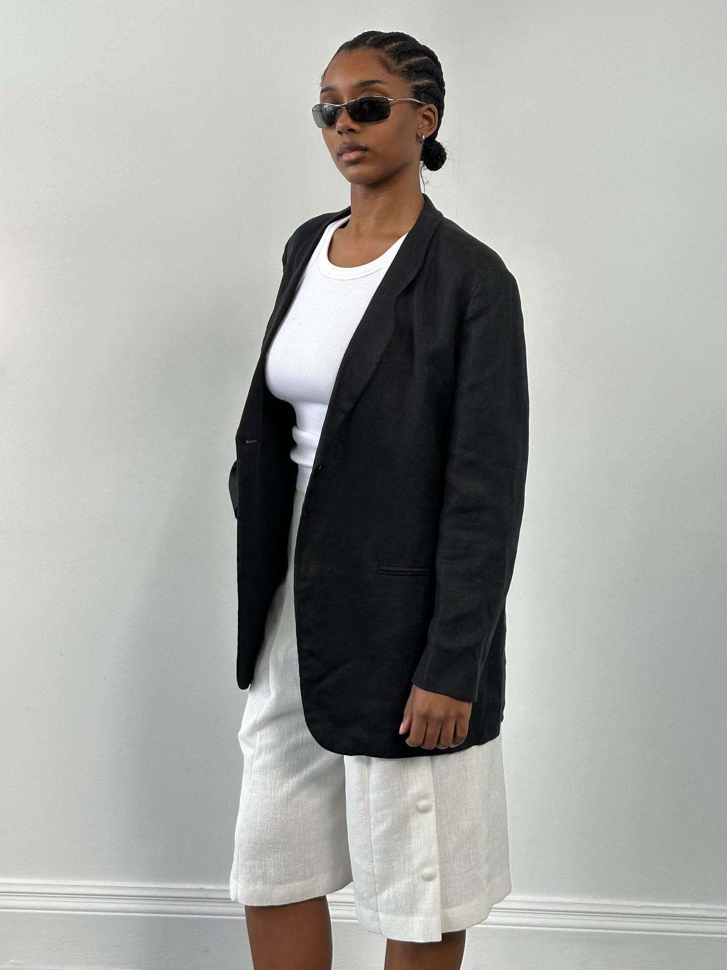 Mani 1990s Pure Linen Single Button Blazer - M