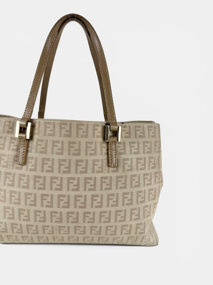 90s Fendi Zucca Beige Handbag | O/S, Multicoloured