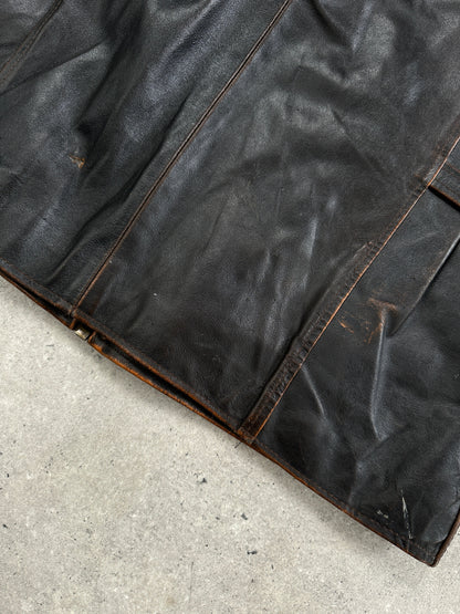 Italian Vintage 1990s Distressed Leather Jacket - L/XL