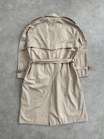 Yves Saint Laurent Pour Homme 1980s Cotton Double Breasted Belted Trench Coat - XL