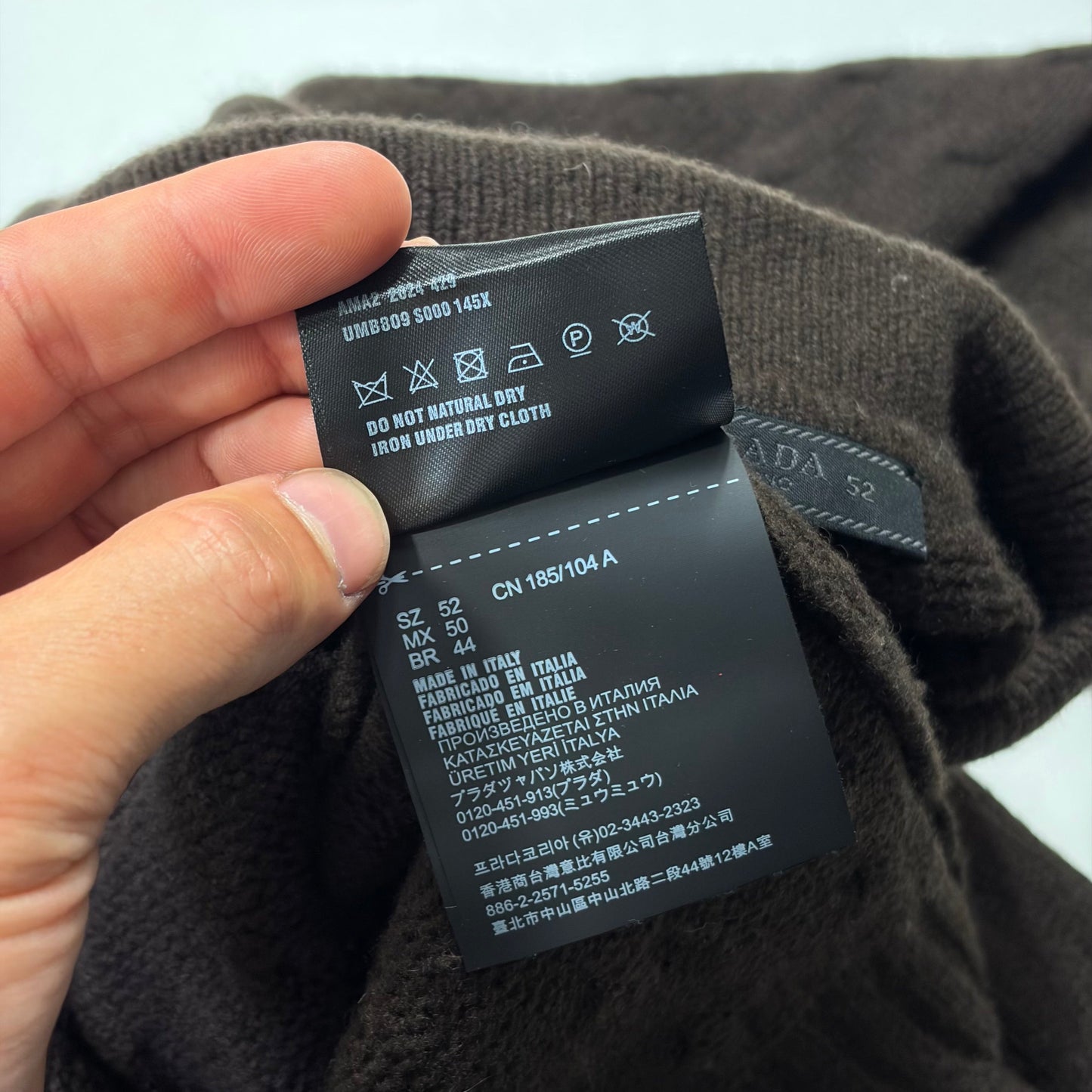Prada 2024 Triangle Logo Cashmere Collared Cable-knit - L/XL | O/S, Brown