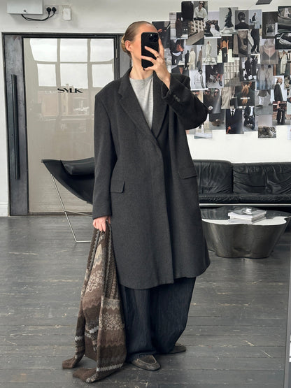 Vintage 1980s Pure Cashmere Concealed Placket Coat - XL