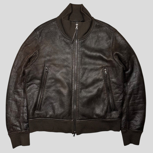 Prada Milano 00’s Leather Sheepskin Fur Full Lined Bomber Jacket - IT52 (L)