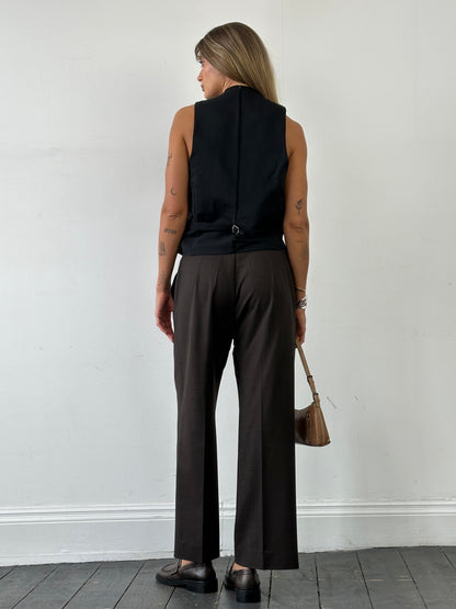 Max Mara Virgin Wool Straight Leg Mid Waist Trousers - W32