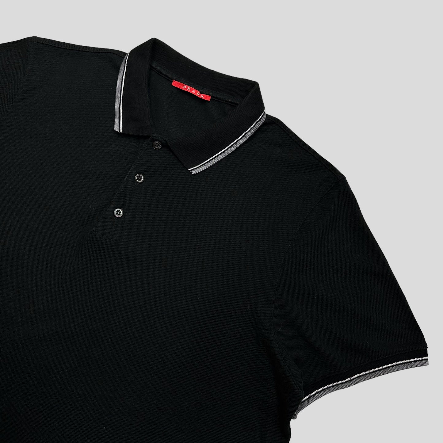 Prada Sport 2009 Red Tab Black Polo Shirt - XL