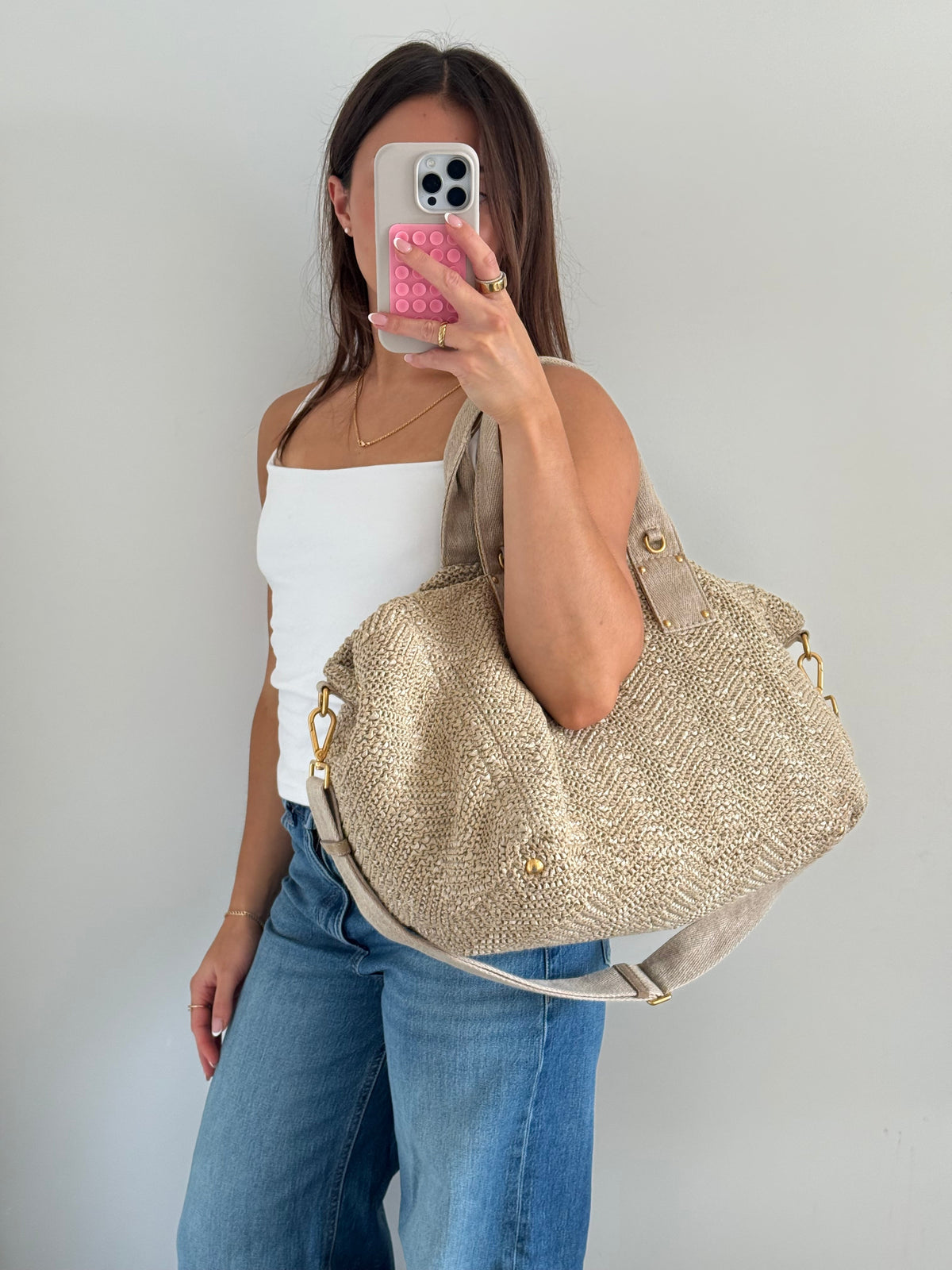 2000s Prada Raffia Woven 2Way Handbag | O/S, Multicoloured