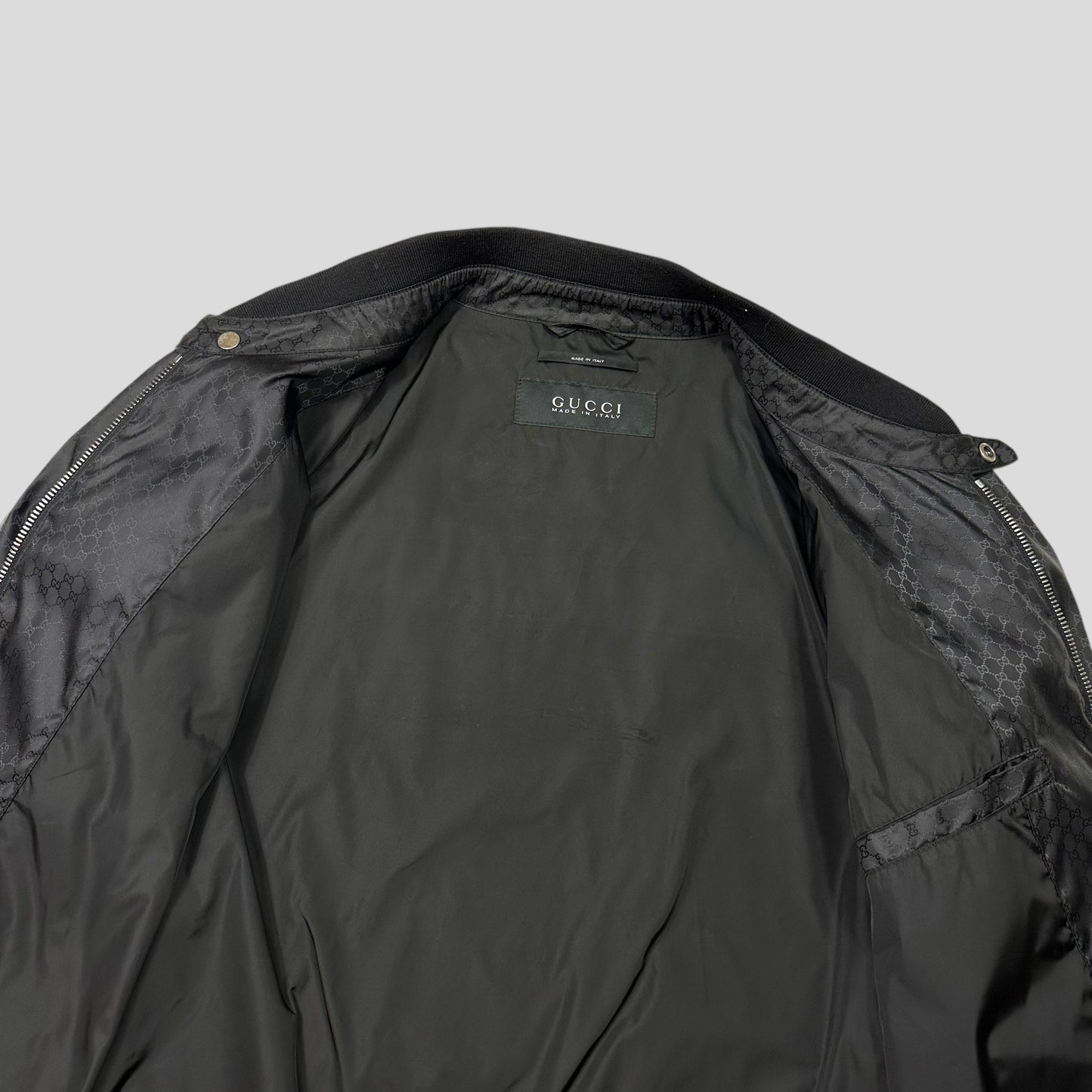 Gucci 2012 Nylon Monogram GG Web Logo Bomber Jacket - IT52 (L) | Default Title, Black
