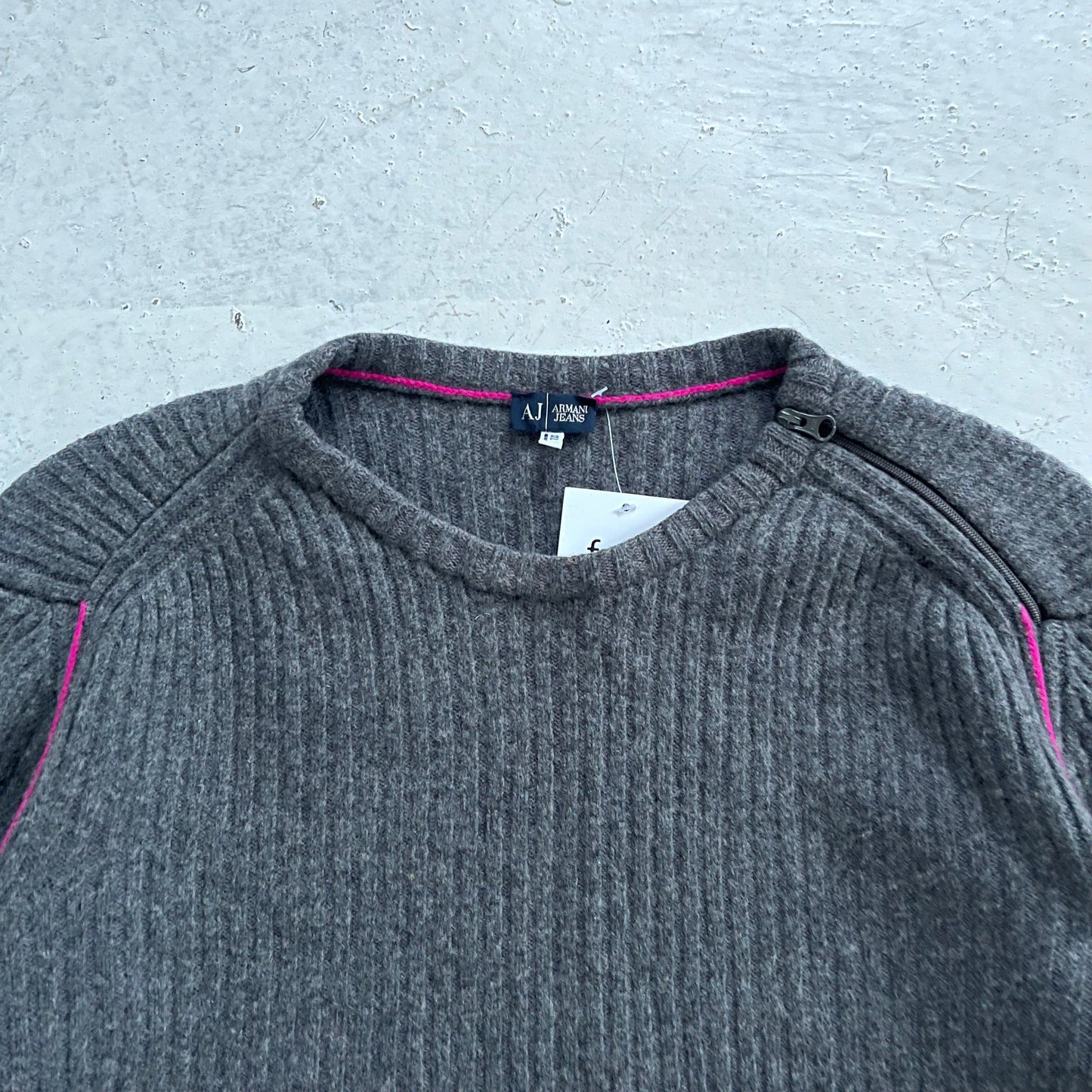 vintage armani jeans neck zip knit | Gray, Gray