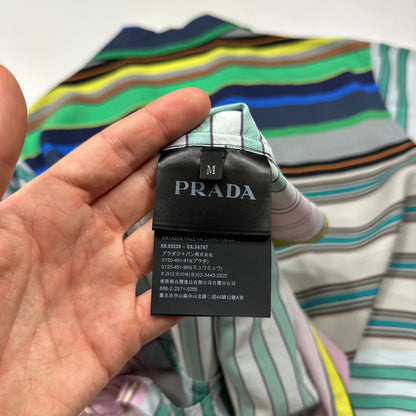 Prada 2018 Striped Rayon Cuban Shirt  - M
