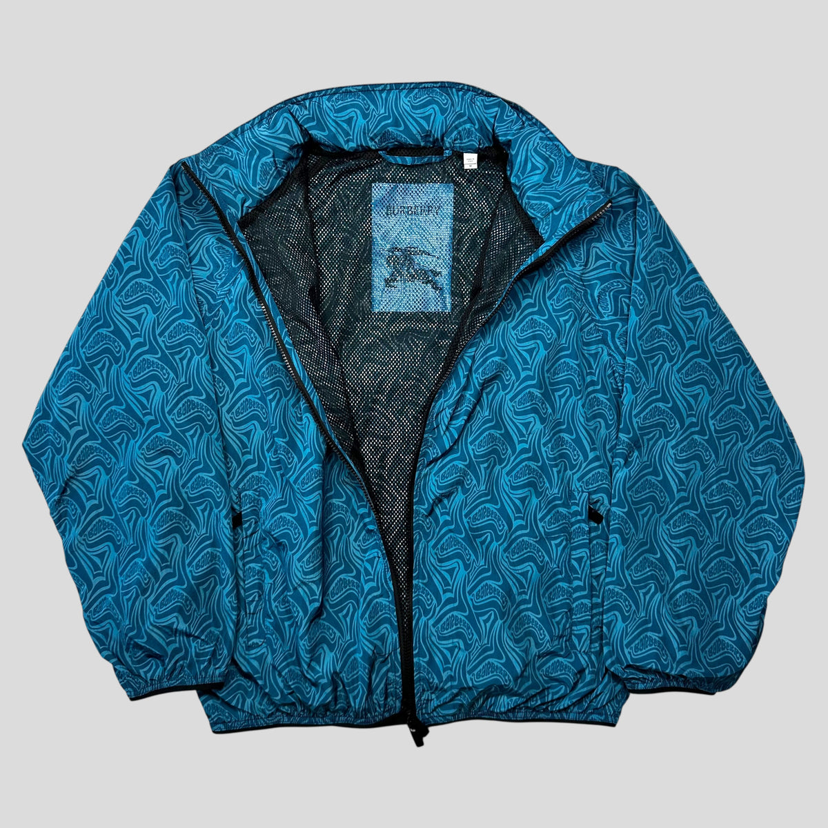 Burberry 2025 Unreleased SAMPLE Wave Print Nylon Logo Jacket - M/L | Medium, Blue